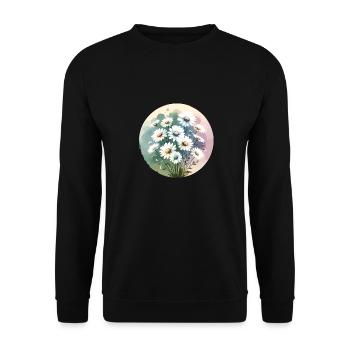 Gänseblümchen gezeichnet - Unisex Pullover - Schwarz - Vorne - Alina (178cm) & Michal (187cm)