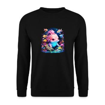 axolotl - Sweat-shirt Unisexe - noir - Devant - Alina (178cm) & Michal (187cm)