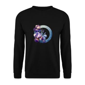 Schwertlilien gezeichnet - Unisex Pullover - Schwarz - Vorne - Alina (178cm) & Michal (187cm)