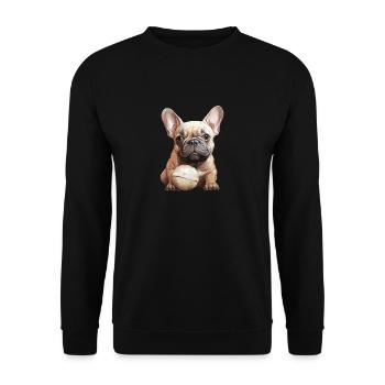 Cute Frenchie puppy French Bulldog dogs - Unisex Sweatshirt - black - Front - Alina (178cm) & Michal (187cm)
