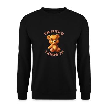 I'M CUTE & I KNOW IT! - Unisex Pullover - Schwarz - Vorne - Alina (178cm) & Michal (187cm)