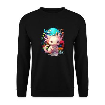 axolotl - Sweat-shirt Unisexe - noir - Devant - Alina (178cm) & Michal (187cm)
