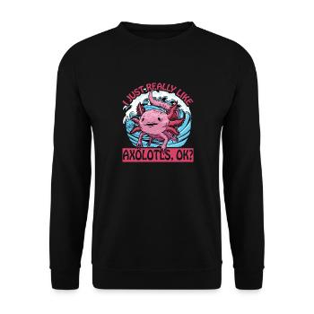 J’aime vraiment les axolotls, d’accord ? - Sweat-shirt Unisexe - noir - Devant - Alina (178cm) & Michal (187cm)