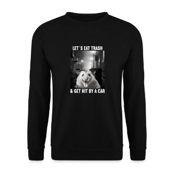 Lets eat Trash and get hit by a Car Opossum Possum - Unisex Pullover - Schwarz - Vorne - Alina (178cm) & Michal (187cm)