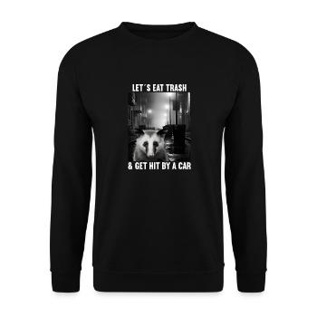 Lets eat Trash and get hit by a Car Opossum Possum - Unisex Pullover - Schwarz - Vorne - Alina (178cm) & Michal (187cm)