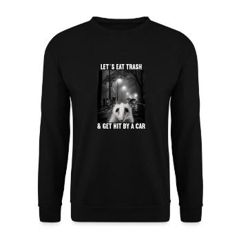 Lets eat Trash and get hit by a Car Opossum Possum - Unisex Pullover - Schwarz - Vorne - Alina (178cm) & Michal (187cm)