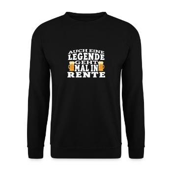 Ruhestand Auch eine Legende geht mal in Rente mit - Unisex Pullover - Schwarz - Vorne - Alina (178cm) & Michal (187cm)