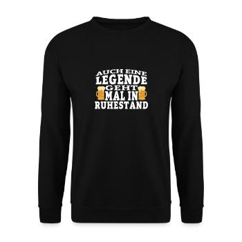 Rente Auch eine Legende geht mal in Ruhestand mit - Unisex Pullover - Schwarz - Vorne - Alina (178cm) & Michal (187cm)