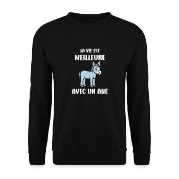 Humour petit âne - Sweat-shirt Unisexe - noir - Devant - Alina (178cm) & Michal (187cm)
