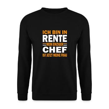 Rente einziger chef frau gelb - Unisex Sweatshirt - black - Front - Alina (178cm) & Michal (187cm)