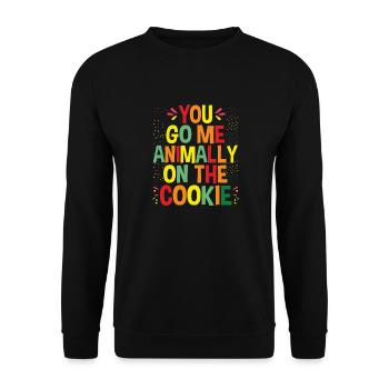 Tu vas me faire animalement sur le biscuit, Denglish - Sweat-shirt Unisexe - noir - Devant - Alina (178cm) & Michal (187cm)