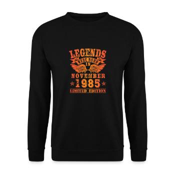 Legends were born in November 1985 Geburtstag - Unisex Pullover - Schwarz - Vorne - Alina (178cm) & Michal (187cm)