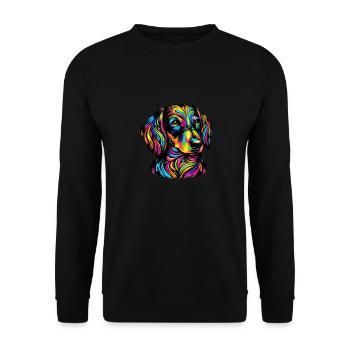 Chien teckel - Sweat-shirt Unisexe - noir - Devant - Alina (178cm) & Michal (187cm)