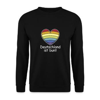 Germany is colorful heart in rainbow colors - Unisex Sweatshirt - black - Front - Alina (178cm) & Michal (187cm)