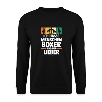 Hund Deutscher Boxer - Unisex Pullover - Schwarz - Vorne - Alina (178cm) & Michal (187cm)