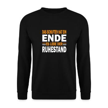 Das schuften hat ein Ende es lebe der Ruhestand - Unisex Pullover - Schwarz - Vorne - Alina (178cm) & Michal (187cm)