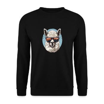 Alpaka mit Sonnenbrille - Unisex Pullover - Schwarz - Vorne - Alina (178cm) & Michal (187cm)
