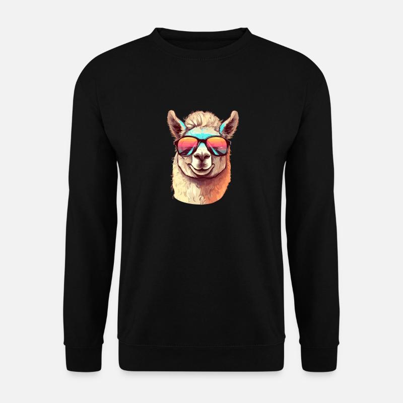 Alpaca with sunglasses - Unisex Sweatshirt - black