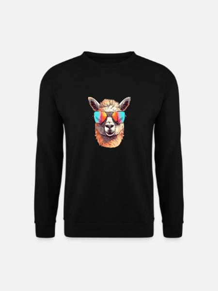 Alpaka mit Sonnenbrille - Unisex Pullover - Schwarz