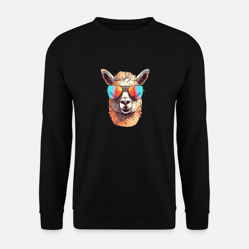 Alpaka mit Sonnenbrille - Unisex Pullover - Schwarz