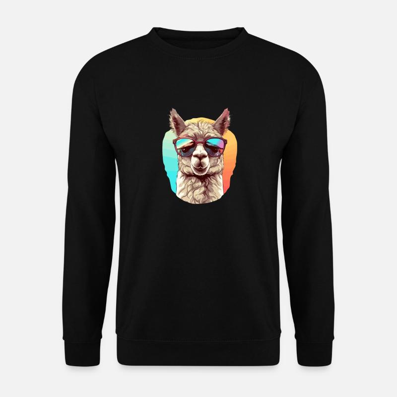 Alpaca with sunglasses - Unisex Sweatshirt - black