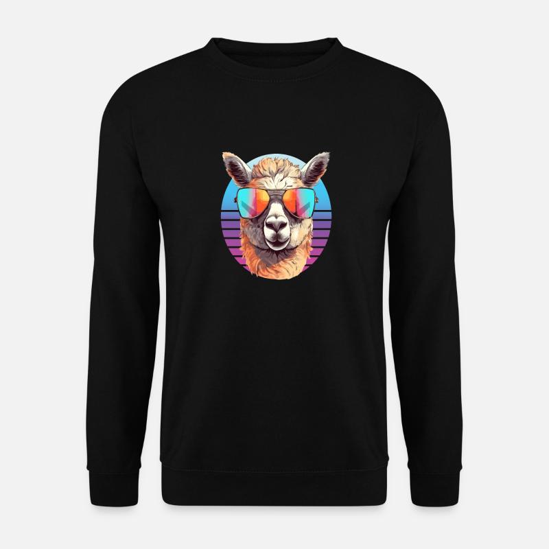 Alpaca with sunglasses - Unisex Sweatshirt - black