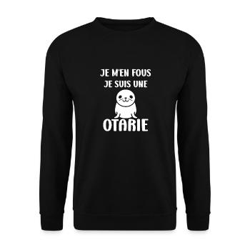 Animal mingon humour otarie - Sweat-shirt Unisexe - noir - Devant - Alina (178cm) & Michal (187cm)