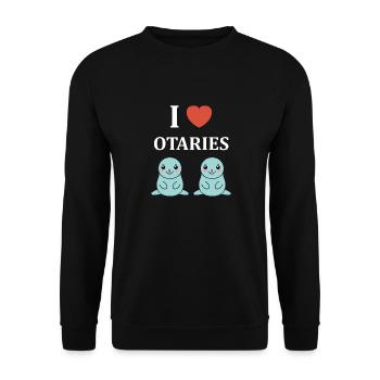 Animal mignon humour otarie - Sweat-shirt Unisexe - noir - Devant - Alina (178cm) & Michal (187cm)