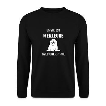 Animal mingon humour otarie - Sweat-shirt Unisexe - noir - Devant - Alina (178cm) & Michal (187cm)