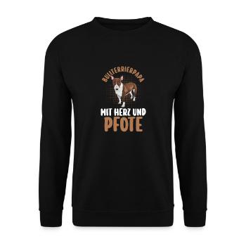 chien chien papa père bull terrierdad bull terrier - Sweat-shirt Unisexe - noir - Devant - Alina (178cm) & Michal (187cm)