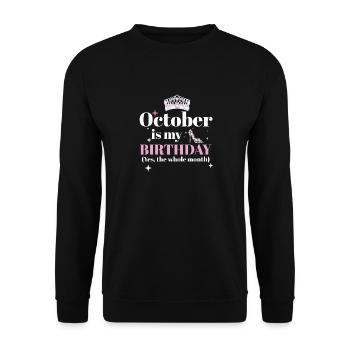 Octobre est mon anniversaire Oui tout le mois né - Sweat-shirt Unisexe - noir - Devant - Alina (178cm) & Michal (187cm)
