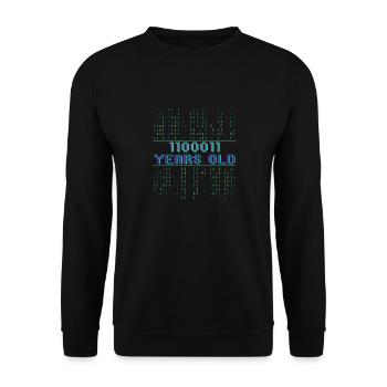 99e anniversaire 99 ans Code binaire Informatique - Sweat-shirt Unisexe - noir - Devant - Alina (178cm) & Michal (187cm)