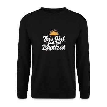 Cette jeune fille vient d’être baptisée religieuse chrétienne - Sweat-shirt Unisexe - noir - Devant - Alina (178cm) & Michal (187cm)