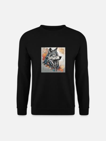 Wolf with color spots background. - Unisex Sweatshirt - black