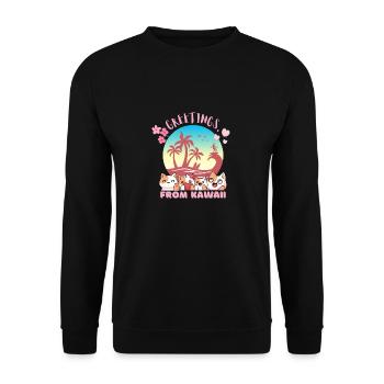 greetings from Hawaii-Kawaii - Unisex Sweatshirt - black - Front - Alina (178cm) & Michal (187cm)