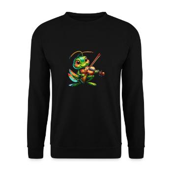 Grasshopper with violin - Unisex Sweatshirt - black - Front - Alina (178cm) & Michal (187cm)