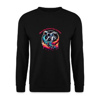 Kick Flip Across the Cosmos - Unisex Sweatshirt - black - Front - Alina (178cm) & Michal (187cm)
