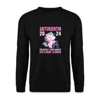 Abitur Junge Mädchen Abi Abitur 2024 - Unisex Pullover - Schwarz - Vorne - Alina (178cm) & Michal (187cm)