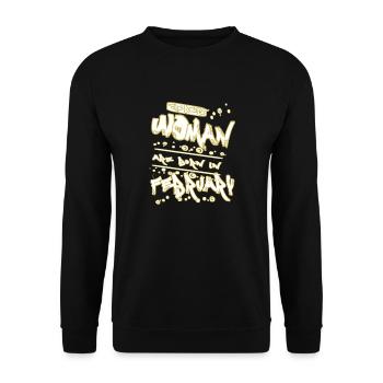 Beste Frau- Februar Geburtstag - Graffiti - Unisex Pullover - Schwarz - Vorne - Alina (178cm) & Michal (187cm)
