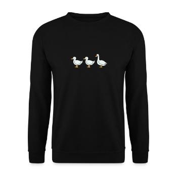Verspielte Ente Ente Gans Nostalgie - Unisex Pullover - Schwarz - Vorne - Alina (178cm) & Michal (187cm)