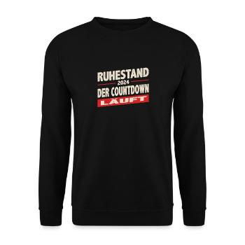 Ruhestand 2024 Countdown läuft Rot Striche - Unisex Pullover - Schwarz - Vorne - Alina (178cm) & Michal (187cm)