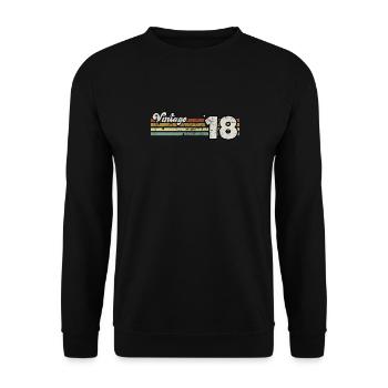 Rétro Anniversaire Né En 2018 Slogan Phrase Citation - Sweat-shirt Unisexe - noir - Devant - Alina (178cm) & Michal (187cm)