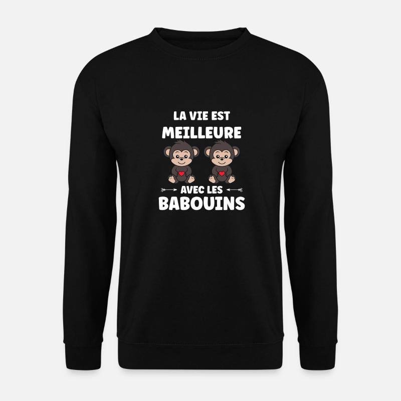Humour petit singe babouin - Sweat-shirt Unisexe - noir