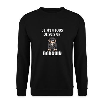 Humour petit singe babouin - Sweat-shirt Unisexe - noir - Devant - Alina (178cm) & Michal (187cm)