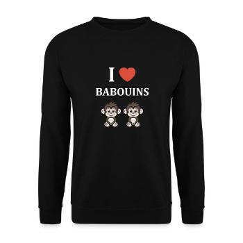Humour petit singe babouin - Sweat-shirt Unisexe - noir - Devant - Alina (178cm) & Michal (187cm)