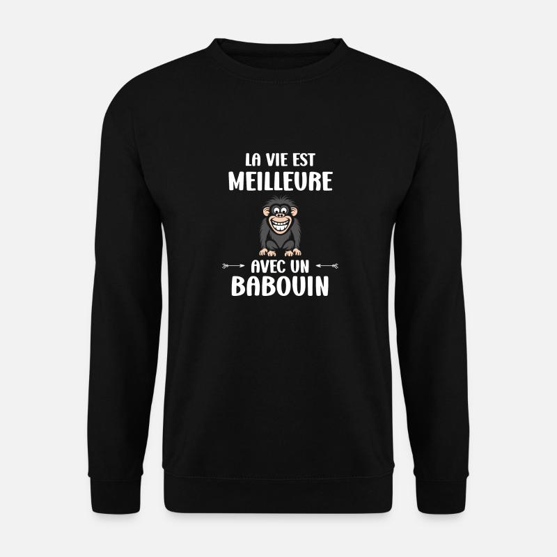 Humour petit singe babouin - Sweat-shirt Unisexe - noir