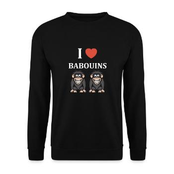 Humour petit singe babouin - Sweat-shirt Unisexe - noir - Devant - Alina (178cm) & Michal (187cm)