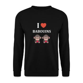 Humour petit singe babouin - Sweat-shirt Unisexe - noir - Devant - Alina (178cm) & Michal (187cm)