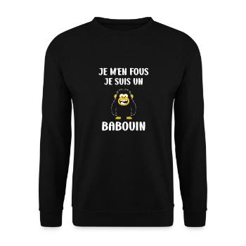 Humour petit singe babouin - Sweat-shirt Unisexe - noir - Devant - Alina (178cm) & Michal (187cm)