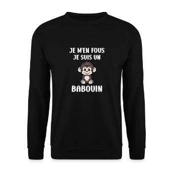 Humour petit singe babouin - Sweat-shirt Unisexe - noir - Devant - Alina (178cm) & Michal (187cm)